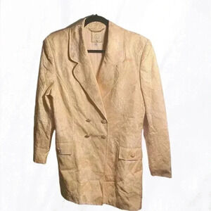 Vintage St  John cream and gold double breasted long sleeve blazer 42